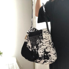 Women Shoulder Bags Cotton Large Capacity Tie-dye Printing Casual Totes