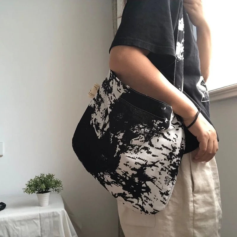 Women Shoulder Bags Cotton Large Capacity Tie-dye Printing Casual Totes