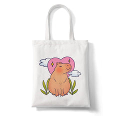 Capybara Print Shoulder Bag Canvas Tote Shopping Eco Beach Cartoon Large