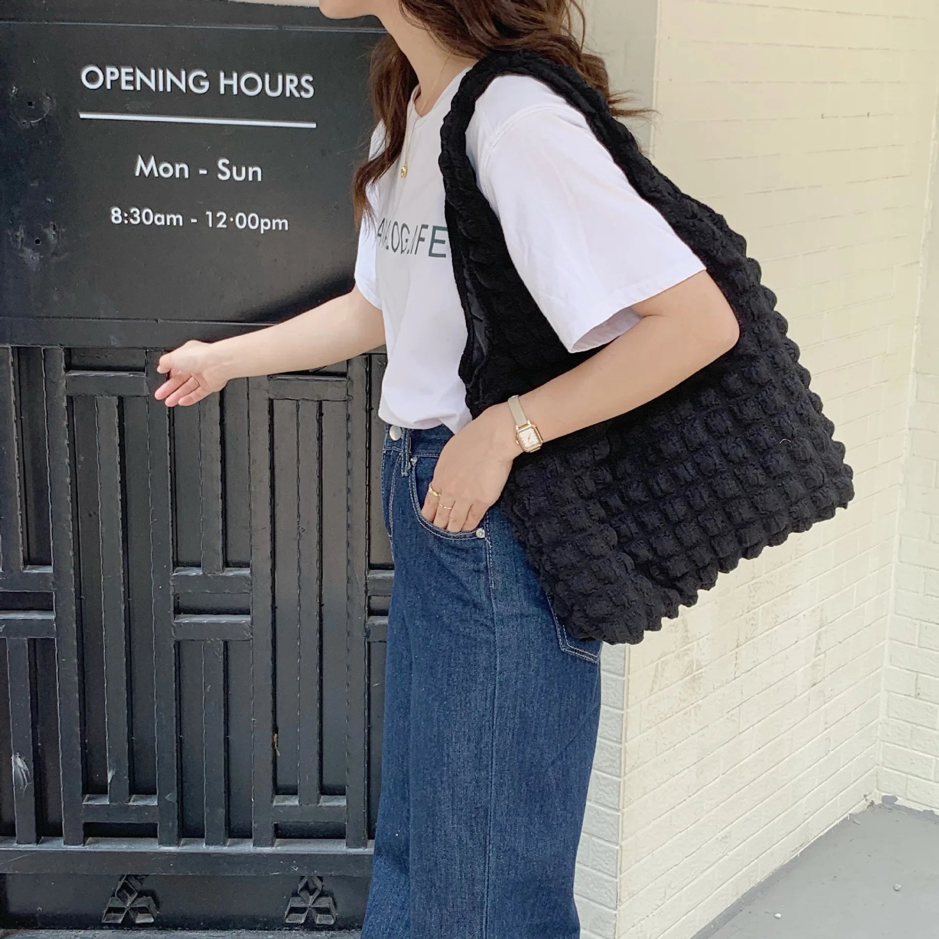 Women Shoulder Bags Pleated Large Capacity Totes Female Vest Underarm Bag