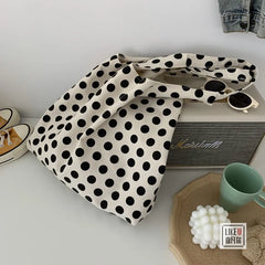 Women Shoulder Bags Dot Large Capacity Canvas Bag Shopping Daily All-match Retro