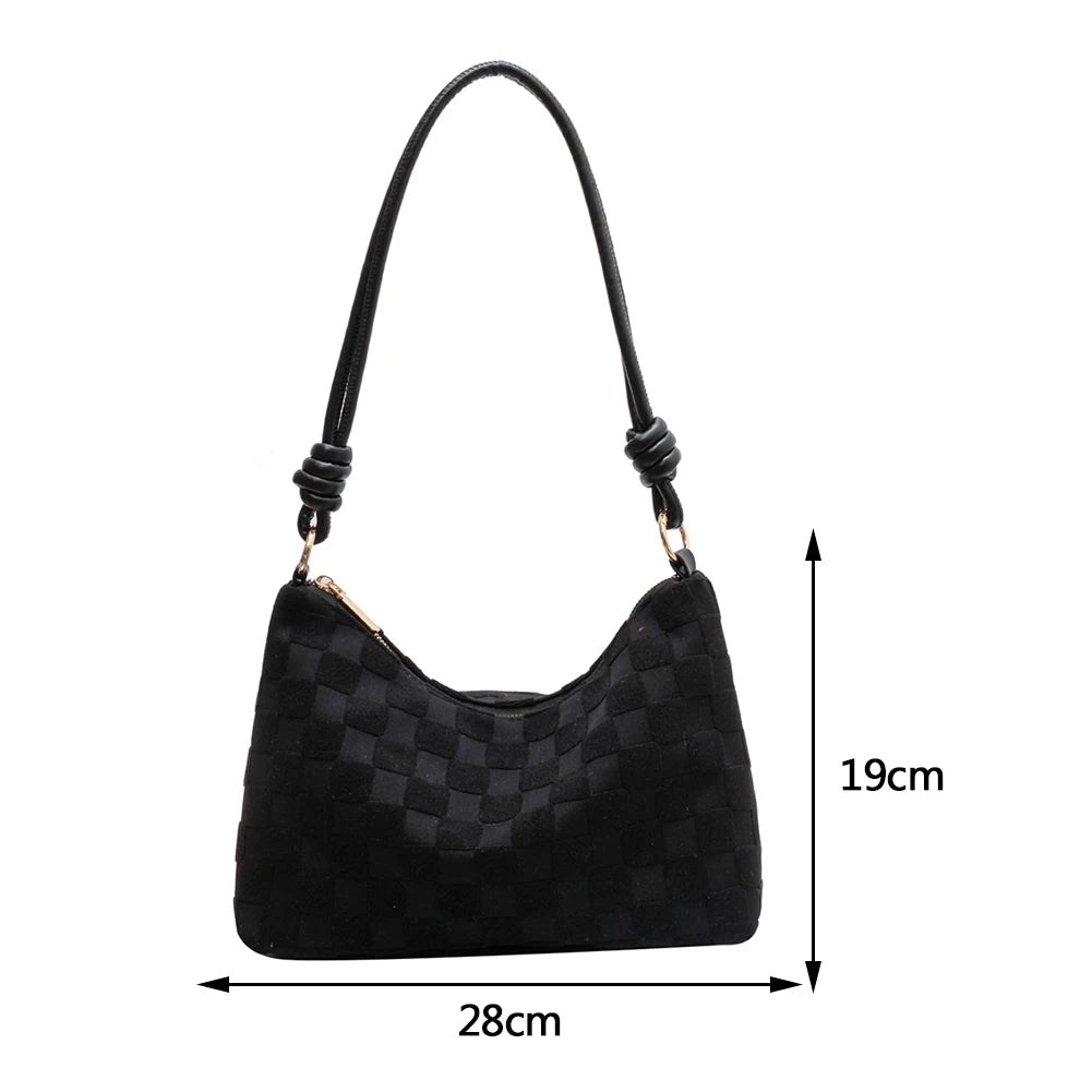 Plaid Shoulder Bag Women Underarm Tie Messenger Crossbody Purse
