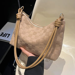 Plaid Shoulder Bag Women Underarm Tie Messenger Crossbody Purse