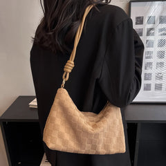 Plaid Shoulder Bag Women Underarm Tie Messenger Crossbody Purse