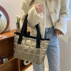 Thread Shoulder Bags Large Capacity Handbags Winter Daily Totes Female