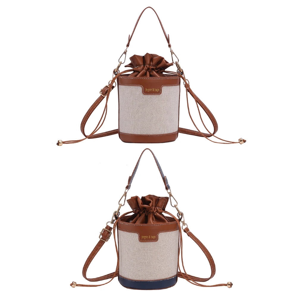 Women Shoulder Bags PU Leather Messenger Bag Drawstring Casual Crossbody Bags