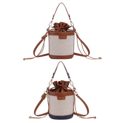Women Shoulder Bags PU Leather Messenger Bag Drawstring Casual Crossbody Bags