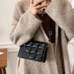 Checker PU Leather Shoulder Bag for Women