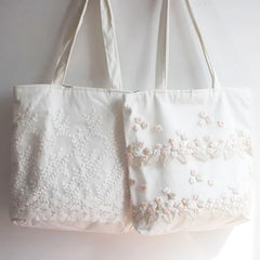 Women Shoulder Bags Lace Floral Embroidery Handbags Canvas Bag