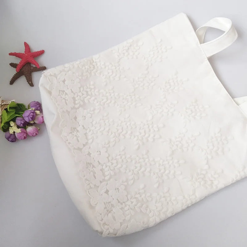 Women Shoulder Bags Lace Floral Embroidery Handbags Canvas Bag