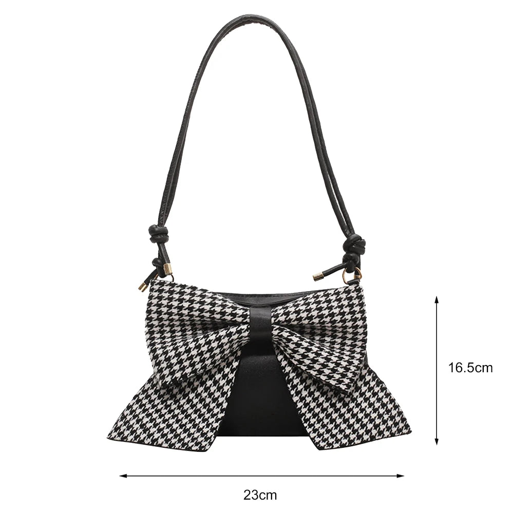 Women Shoulder Bags Big Bow Handbag Purse Lady Zipper Casual Messenger
