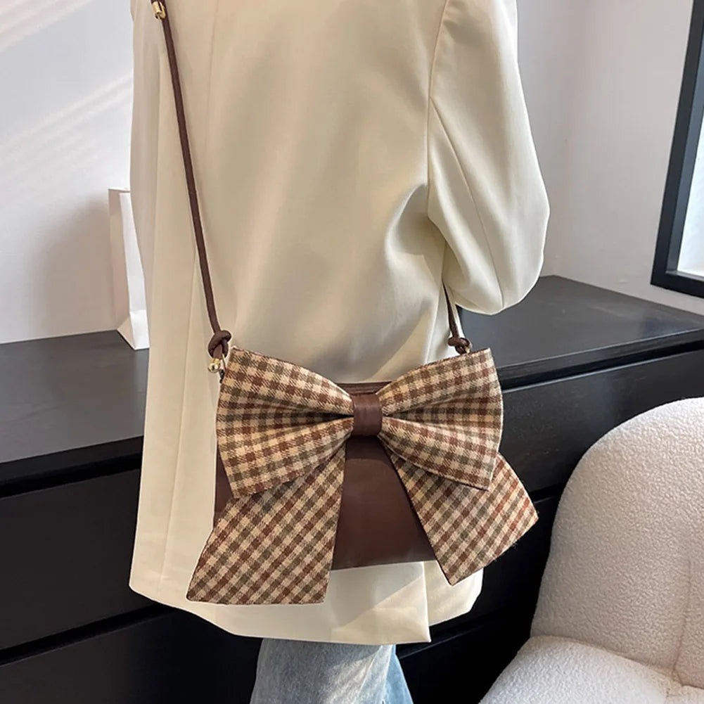 Women Shoulder Bags Big Bow Handbag Purse Lady Zipper Casual Messenger