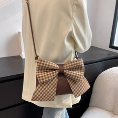 Women Shoulder Bags Big Bow Handbag Purse Lady Zipper Casual Messenger