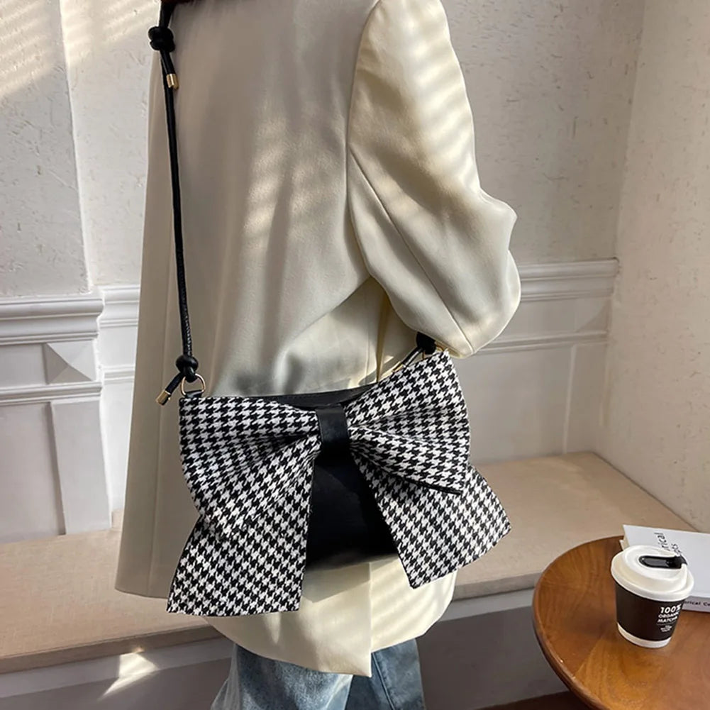 Women Shoulder Bags Big Bow Handbag Purse Lady Zipper Casual Messenger