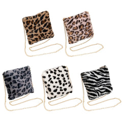 Leopard Pattern Messenger Bag Plush Shopping Bags for Lady