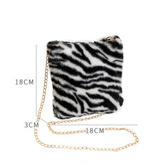 Leopard Pattern Messenger Bag Plush Shopping Bags for Lady