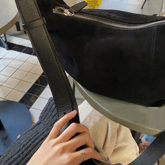 Vintage Frosted Shoulder Bag Classic Underarm Large Capacity