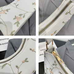 Lace Floral Shoulder Bag Square Handbag PU Leather Zipper All-match