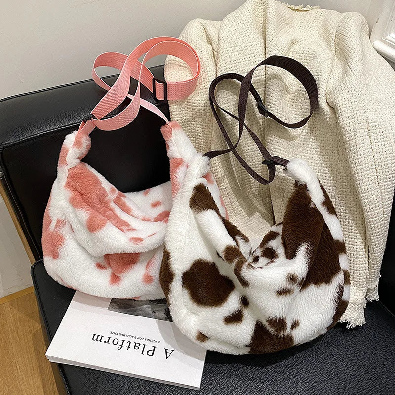 Cow Pattern Print Shoulder Bag for Women