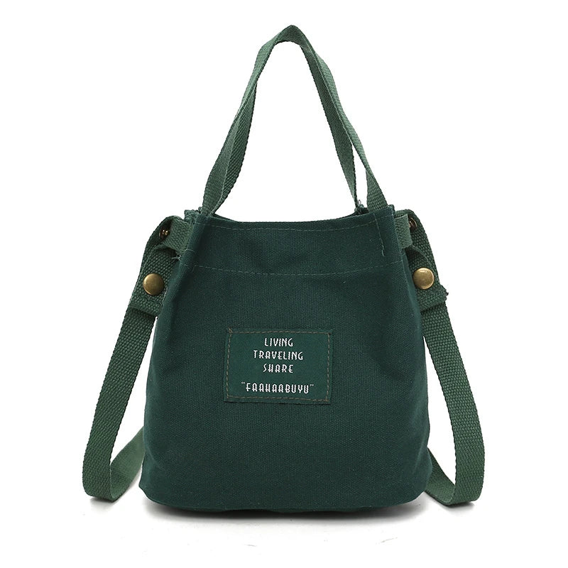 Canvas Letter Printing Shoulder Bag Large Capacity Travel Crossbody Handbag