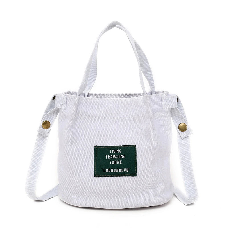 Canvas Letter Printing Shoulder Bag Large Capacity Travel Crossbody Handbag