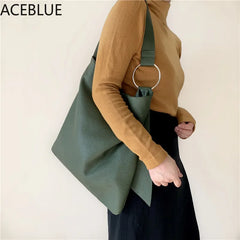 Soft PU Leather Women Shoulder Bag Large Capacity Casual Totes Lady Shopping Bag