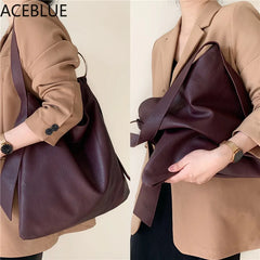 Soft PU Leather Women Shoulder Bag Large Capacity Casual Totes Lady Shopping Bag