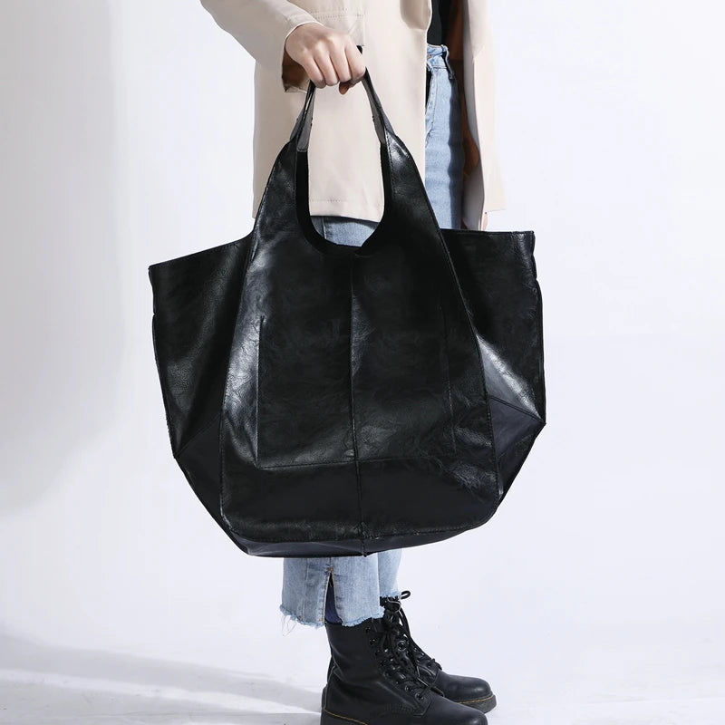 Large Capacity Women Shoulder Bag Soft PU Leather Handbag Totes Shopping Bag