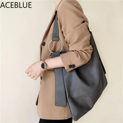Soft PU Leather Women Shoulder Bag Large Capacity Casual Totes Lady Shopping Bag