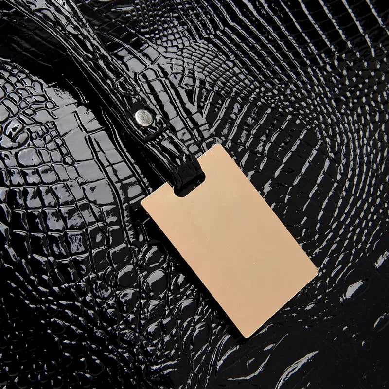 Crocodile Shoulder Bag PU Leather Female Tote Silver Handbag