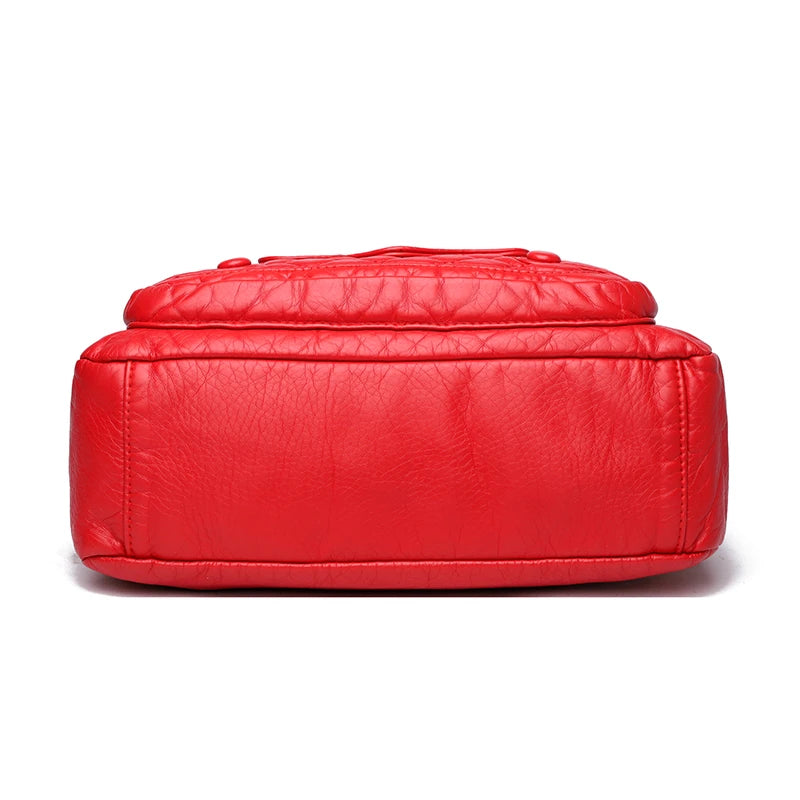 Pleated Leather Shoulder Bag Large Capacity Crossbody Messenger Bag