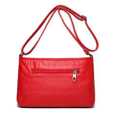 Pleated Leather Shoulder Bag Large Capacity Crossbody Messenger Bag