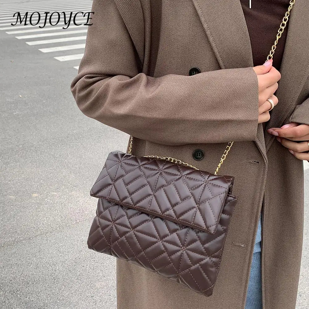Women Shoulder Bags Metal Chain PU Leather Crossbody Bag