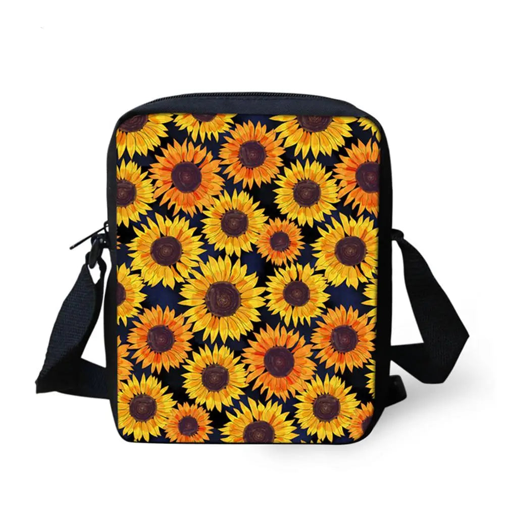 Women Shoulder Bags Mini Size Messenger Bags Sun Flower Printed Female Handbag