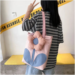Floral Style Large Women Shoulder Bags Nylon Tote Handbags