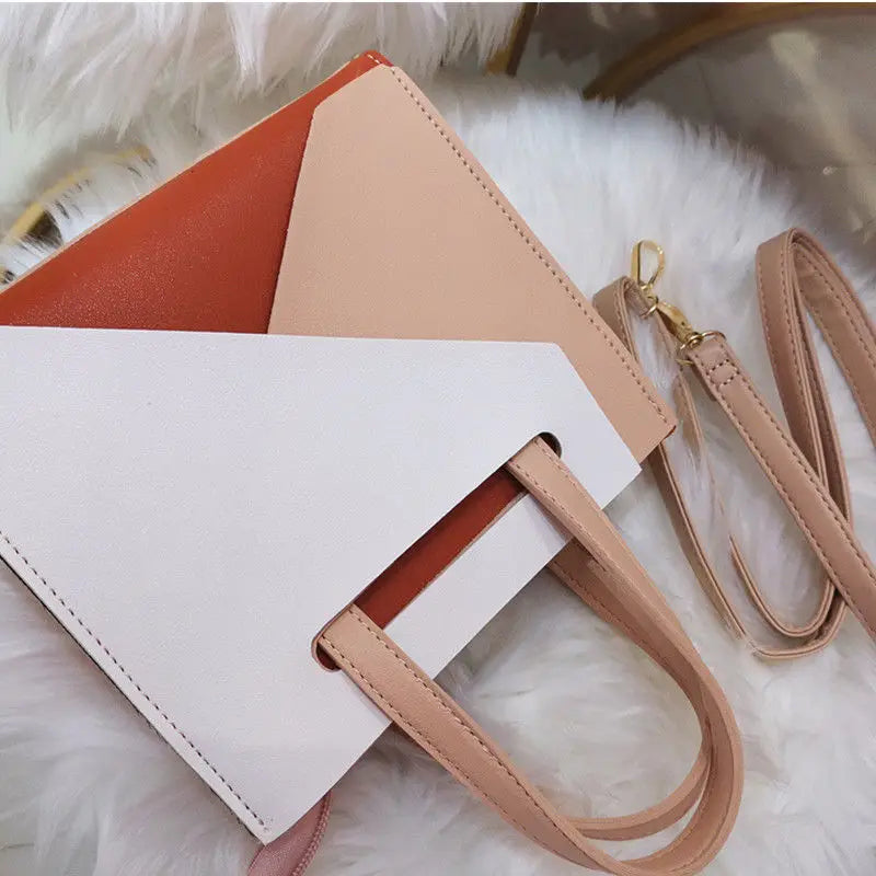Women Shoulder Bags PU Leather Patchwork Stylish Big Capacity Flaps Handle