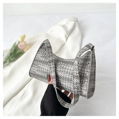 Women Shoulder Bags PU Leather Zipper Underarm Handbags Ins Panelled OL French C