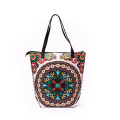 Boho Style Hand Painted Shoulder Bag for Women, Lightweight Casual Tote Bag