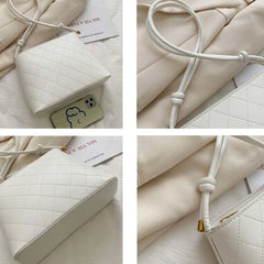 Vintage Diamond Lattice Shoulder Bag Women PU Zipper Handbag Cross-body Pouch