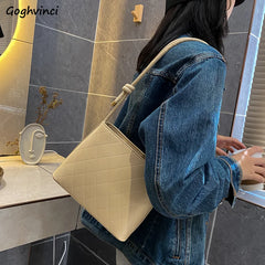 Vintage Diamond Lattice Shoulder Bag Women PU Zipper Handbag Cross-body Pouch