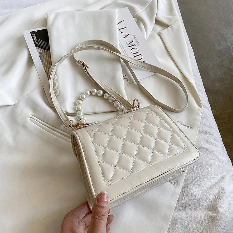 Pearls Mini Handbags Cross Body Bow Sweet Flap Bag