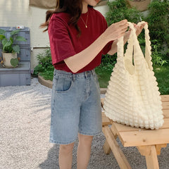 Pleated Clutch Handbags Large Capacity Shoulder Tote Soft Bags