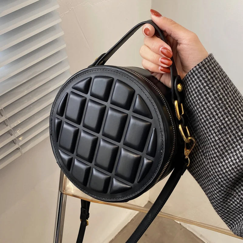 Rhombus Chocolate Round Cake Shoulder Bag