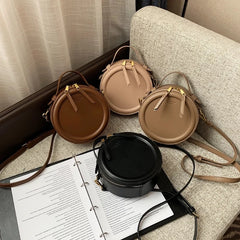 Round Shoulder Bags for Women Small Crossbody Bags PU Leather Handbags