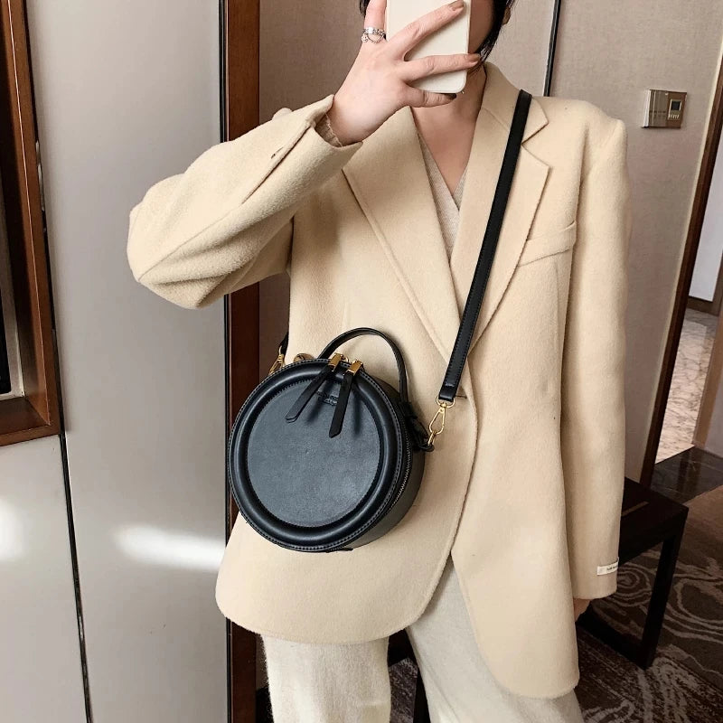 Round Shoulder Bags for Women Small Crossbody Bags PU Leather Handbags