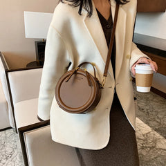 Round Shoulder Bags for Women Small Crossbody Bags PU Leather Handbags