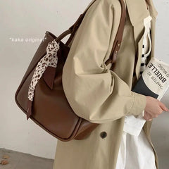 Vintage Ladies Underarm Tote Bag PU Leather Handbags