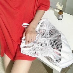 Hollow-out Weave Casual Tote Bag Large Capacity Shopping Bag Streetwear