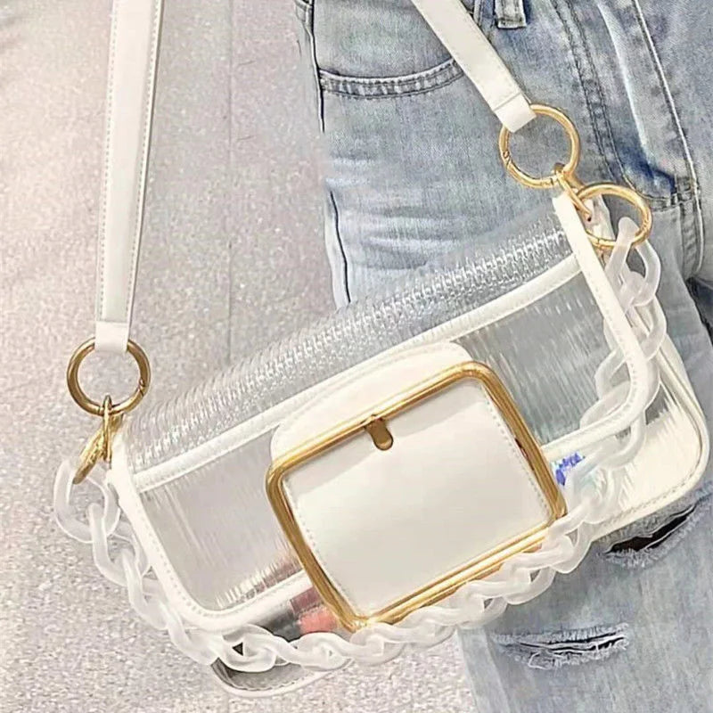 Women Shoulder Bags Transparent Underarm Crossbody Bag Sweet Female All-match St