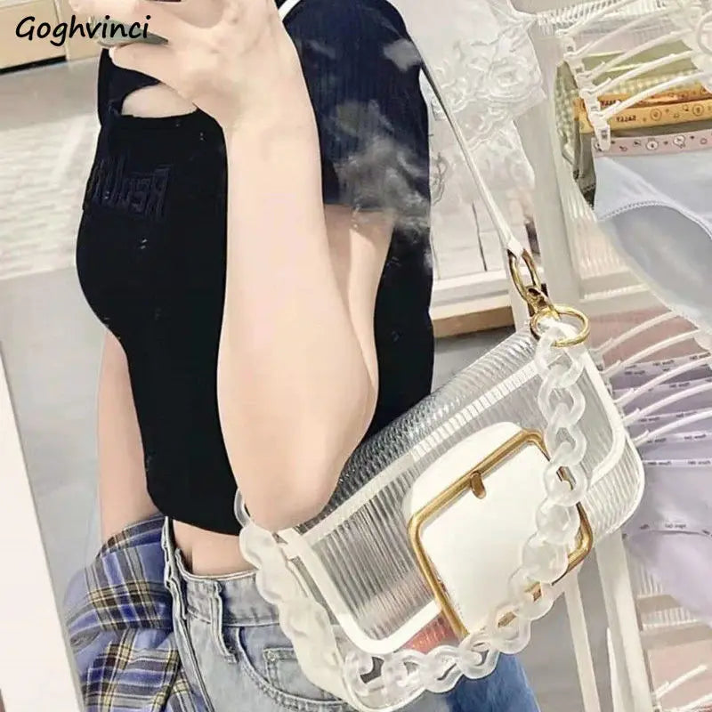 Women Shoulder Bags Transparent Underarm Crossbody Bag Sweet Female All-match St